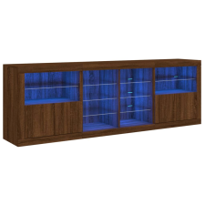 vidaXL barna tölgyszínű tálalószekrény LED-ekkel 202x37x67 cm (3209050) bútor