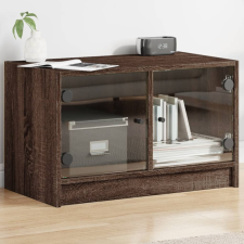 vidaXL barna tölgyszínű TV-szekrény üvegajtókkal 68x37x42 cm bútor