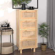 vidaXL barna tömör fenyő/természetes rattan tálalószekrény 40x30x90 cm bútor