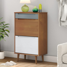 vidaXL barna tömör fenyőfa cipőszekrény 59,5 x 35 x 103 cm bútor