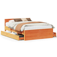 vidaXL barna tömör fenyőfa fejtámlás ágykeret matrac nélkül 160x200 cm (3308761) ágy és ágykellék