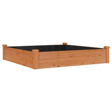 vidaXL barna tömör fenyőfa kerti magaságyás béléssel 120x120x25 cm (364293) kerti tárolás