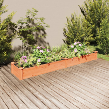 vidaXL barna tömör fenyőfa kerti magaságyás béléssel 240x45x25 cm kerti tárolás