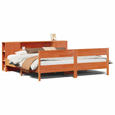 vidaXL barna tömör fenyőfa könyvespolcos ágy matrac nélkül 180 x 200cm (3322941) ágy és ágykellék
