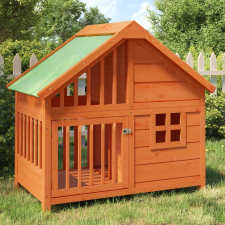vidaXL barna tömör fenyőfa kutyakennel 96x60,5x87 cm szállítóbox, fekhely kutyáknak