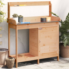 vidaXL barna tömör fenyőfa ültetőasztal szekrénnyel 110,5x45x124,5 cm kerti dekoráció
