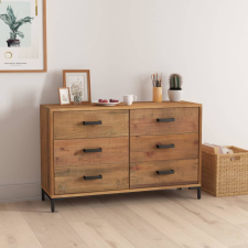 vidaXL barna tömör újrahasznosított fenyőfa tálalószekrény 110x35x70cm bútor