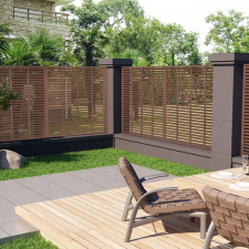 vidaXL barna WPC lamellás kerítés 180 x 180 cm kerti bútor