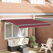 vidaXL Behúzható napellenző Burgundi Vörös 300x250 cm Poliészter kerti bútor