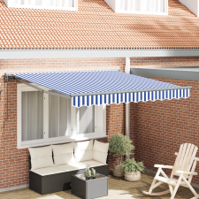 vidaXL Behúzható napellenző Kék és Fehér 300x250 cm kerti bútor