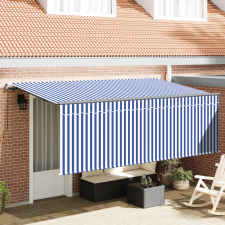 vidaXL Behúzható napellenző Kék és Fehér Antracit 400 x 200 cm kerti bútor