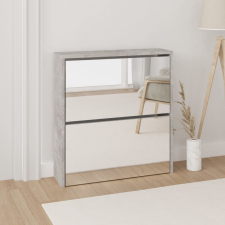 vidaXL betonszürke 2-szintes cipőszekrény tükörrel 63 x 17 x 67 cm bútor
