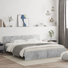 vidaXL betonszürke ágykeret fejtámlával 200 x 200 cm ágy és ágykellék