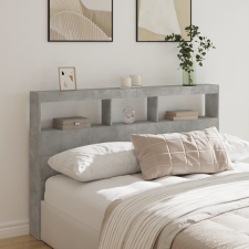 vidaXL betonszürke áthidalószekrény LED-világítással 160 x 17 x 102 cm ágy és ágykellék