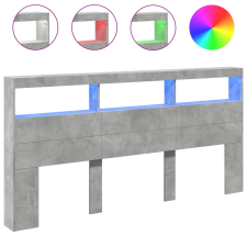 vidaXL betonszürke áthidalószekrény LED-világítással 200 x 17 x 102 cm (839220) ágy és ágykellék