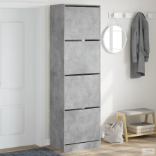 vidaXL Betonszürke cipőszekrény 4 kihajtható fiókkal 60 x 42 x 204 cm bútor