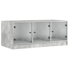 vidaXL betonszürke dohányzóasztal üvegajtókkal 102 x 50 x 42 cm (836416) bútor
