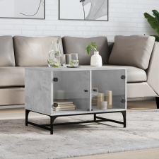 vidaXL betonszürke dohányzóasztal üvegajtókkal 68,5 x 50 x 50 cm bútor