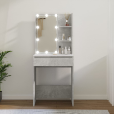 vidaXL betonszürke fésülködőasztal LED-del 60x40x140 cm bútor