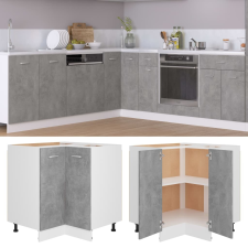 vidaXL betonszürke forgácslap alsó sarokszekrény 75,5x75,5x80,5 cm bútor
