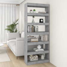 vidaXL betonszürke forgácslap könyvszekrény/térelválasztó 80x30x198 cm bútor
