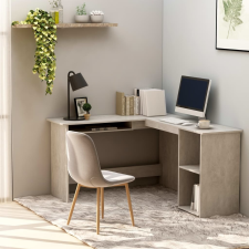 vidaXL betonszürke forgácslap L-alakú sarok-íróasztal 120x140x75 cm íróasztal