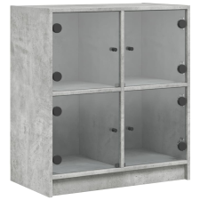 vidaXL betonszürke kisszekrény üvegajtókkal 68 x 37 x 75,5 cm (836381) bútor
