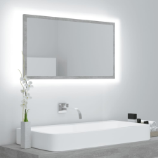 vidaXL betonszürke LED-es forgácslap fürdőszobai tükör 80x8,5x37 cm fürdőszoba kiegészítő
