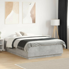 vidaXL betonszürke szerelt fa ágykeret 135 x 190 cm ágy és ágykellék