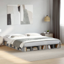 vidaXL betonszürke szerelt fa ágykeret 200 x 200 cm ágy és ágykellék