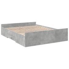 vidaXL betonszürke szerelt fa ágykeret fiókokkal 160 x 200 cm (3280282) ágy és ágykellék