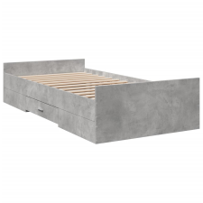 vidaXL betonszürke szerelt fa ágykeret fiókokkal 75 x 190 cm (3280352) ágy és ágykellék