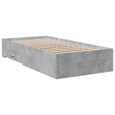 vidaXL betonszürke szerelt fa ágykeret fiókokkal 90 x 200 cm (3280429) ágy és ágykellék