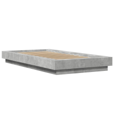 vidaXL betonszürke szerelt fa ágykeret LED-del 90 x 190 cm ágy és ágykellék