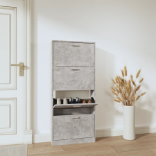 vidaXL betonszürke szerelt fa cipőszekrény 59x17x150 cm bútor