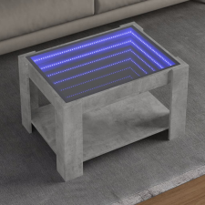 vidaXL betonszürke szerelt fa dohányzóasztal LED-del 73 x 53 x 45 cm bútor