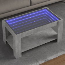 vidaXL betonszürke szerelt fa dohányzóasztal LED-del 93 x 53 x 45 cm bútor