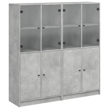 vidaXL betonszürke szerelt fa könyvespolc ajtókkal 136 x 37 x 142 cm (3206527) bútor