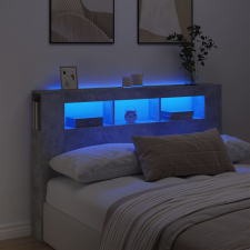 vidaXL betonszürke szerelt fa LED-es fejtámla 160x18,5x103,5 cm ágy és ágykellék