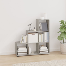vidaXL betonszürke szerelt fa lépcsős könyvespolc 107 cm bútor