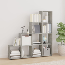 vidaXL Betonszürke szerelt fa lépcsős könyvespolc 142 cm bútor