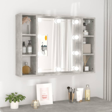 vidaXL betonszürke színű tükrös szekrény LED-ekkel 76 x 15 x 55 cm fürdőszoba bútor