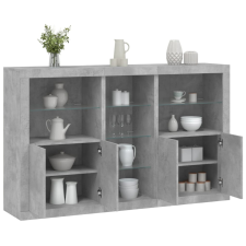 vidaXL betonszürke tálalószekrény LED-világítással 162 x 37 x 100 cm bútor