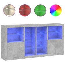 vidaXL betonszürke tálalószekrény LED-világítással 202 x 37 x 100 cm (3209187) bútor