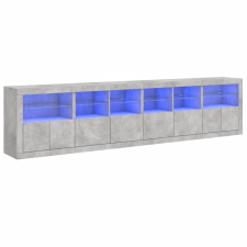 vidaXL betonszürke tálalószekrény LED-világítással 283x37x67 cm (3209019) bútor