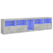 vidaXL betonszürke tálalószekrény LED-világítással 283x37x67 cm (3209026) bútor