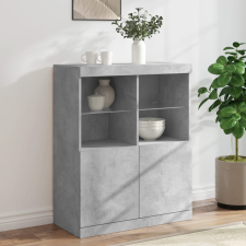vidaXL betonszürke tálalószekrény LED-világítással 81 x 37 x 100 cm bútor