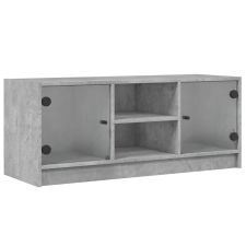vidaXL betonszürke TV-szekrény üvegajtókkal 102 x 37 x 42 cm (836374) bútor
