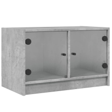 vidaXL betonszürke TV-szekrény üvegajtókkal 68x37x42 cm (836360) bútor