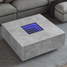 vidaXL betonszürke végtelen hatású LED-es dohányzóasztal 100x100x40 cm bútor